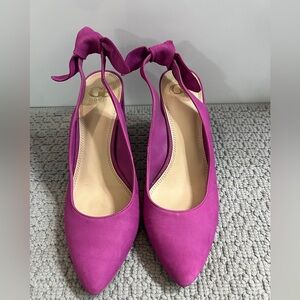 Gianni Bini Suede Fuchsia Bow-Tie Chunky Heel Pumps Size 9